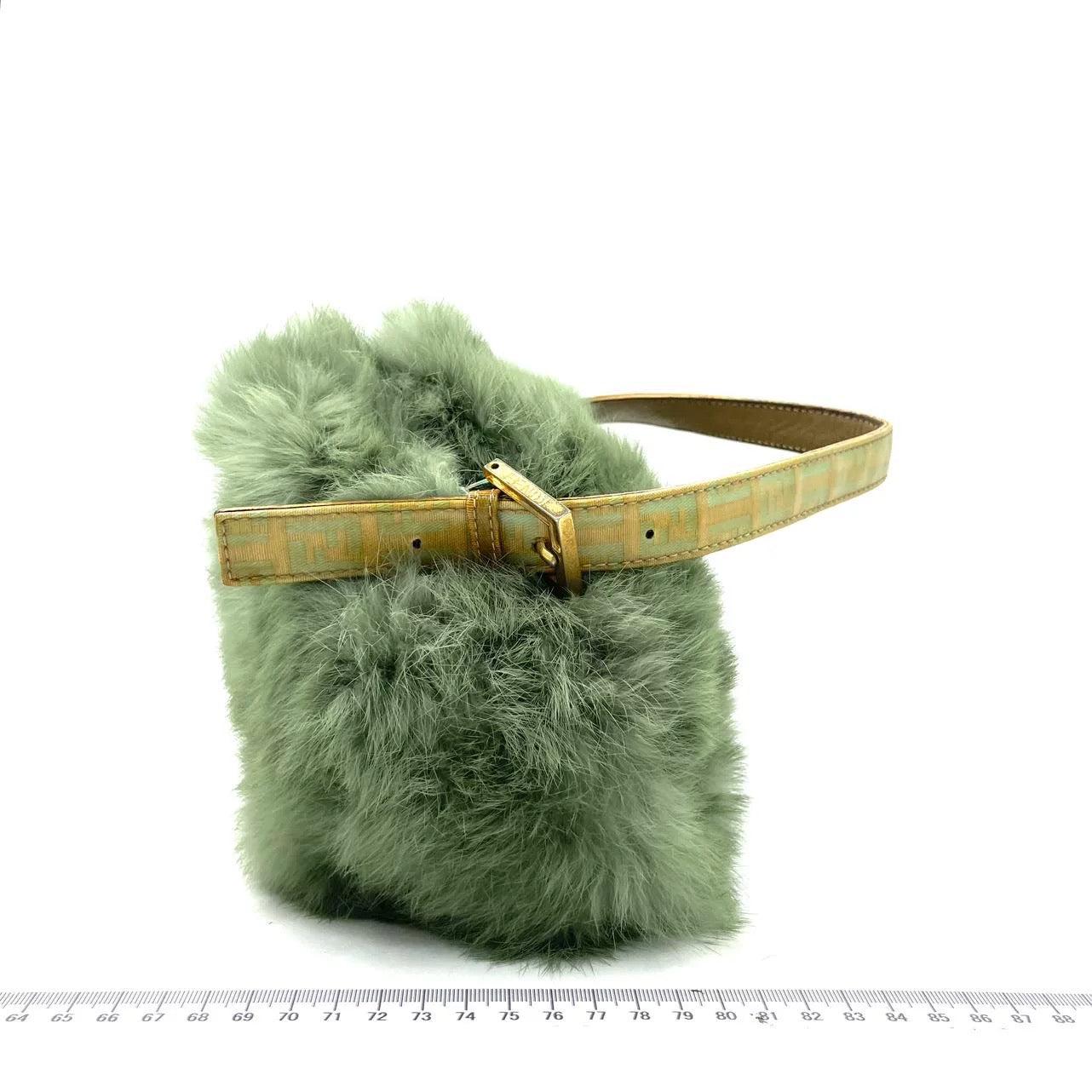 Fendi Mini Mamma Baguette Green Faux Fur 3