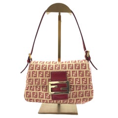 Fendi Mini Mamma Baguette Red Zucchino Print Shoulder Bag