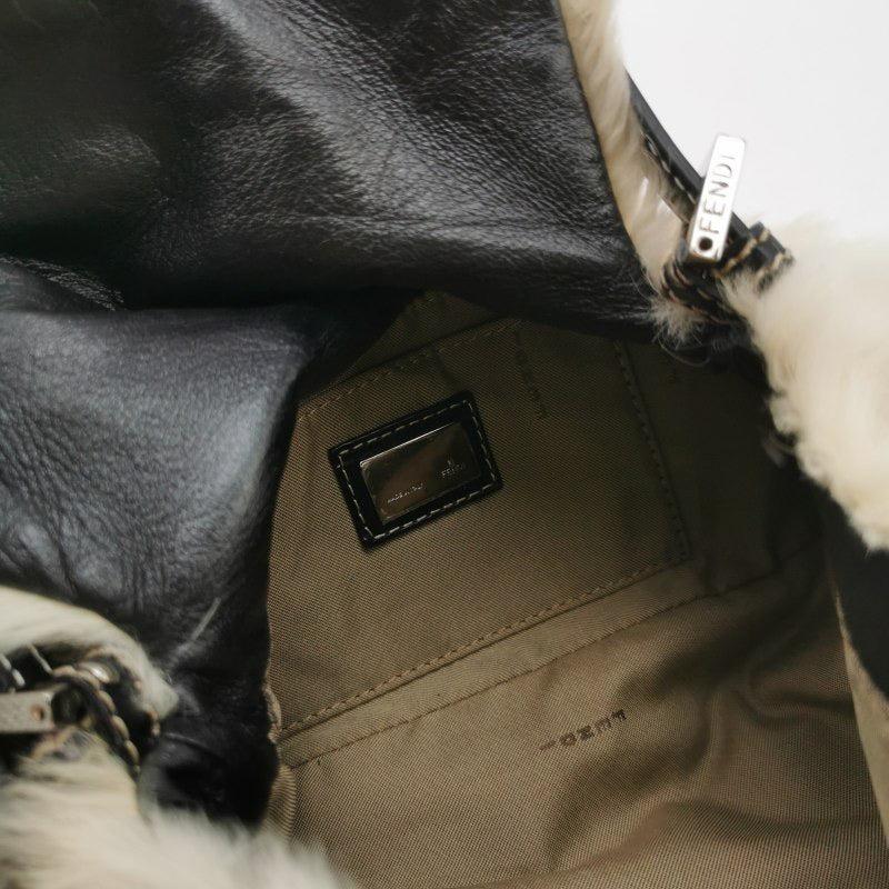 Fendi Mini Mamma Baguette White Rabbit Fur Shoulder Bag For Sale 1