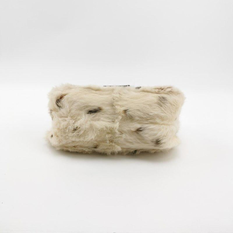 Fendi Mini Mamma Baguette White Rabbit Fur Shoulder Bag For Sale 3