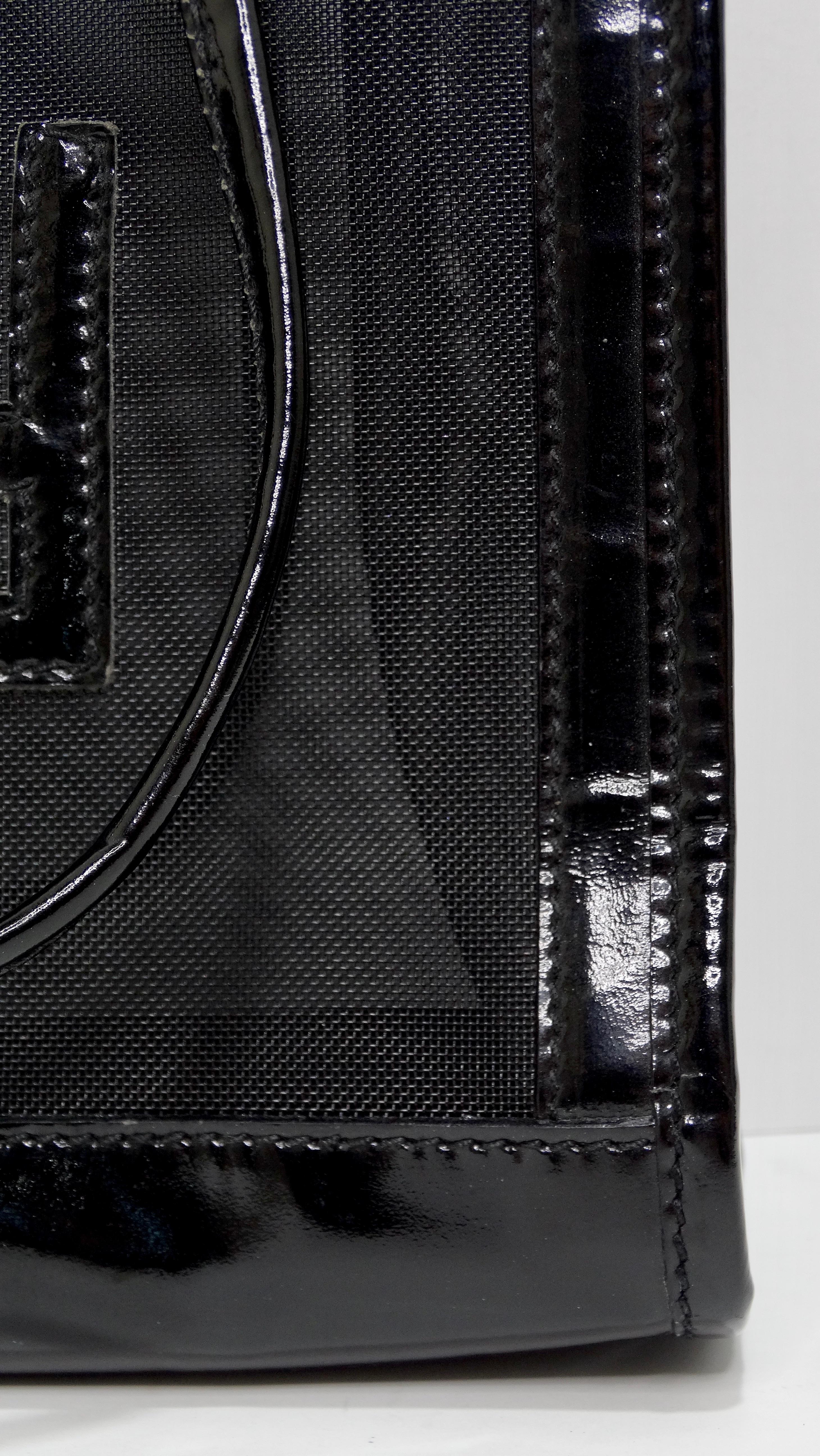 Black Fendi Mini Mesh Logo Top-Handle Tote Bag