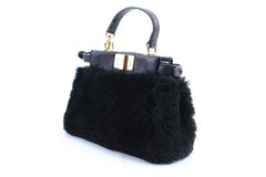Fendi Mini Mirco Peekaboo 32fr0207 Black Shearling Wool Clutch