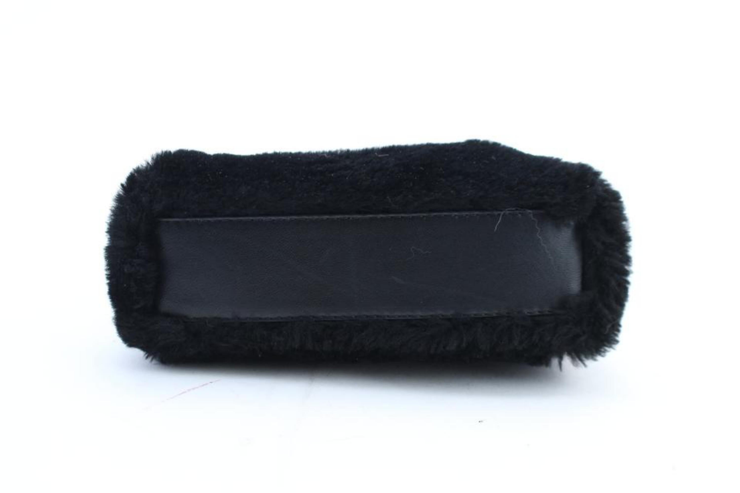 Fendi Mini Mirco Peekaboo 32fr0207 Black Shearling Wool Clutch For Sale 4