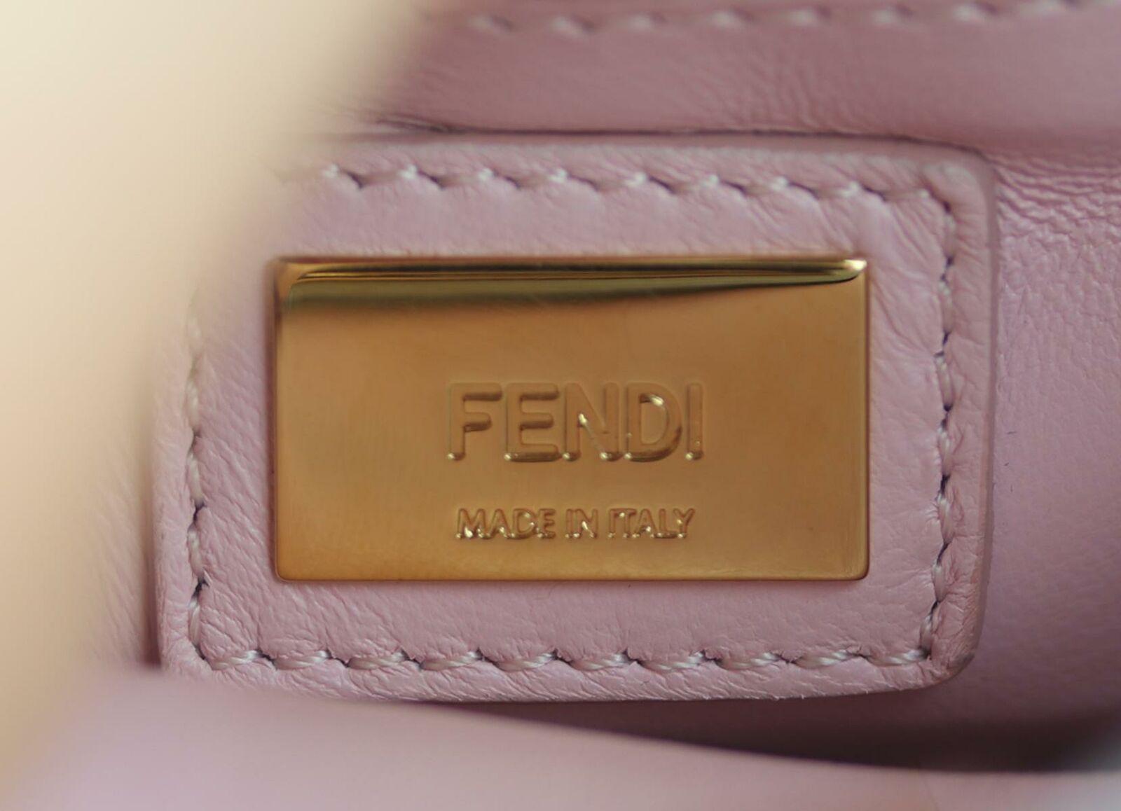 Fendi Mini Peekaboo Eyelet Python Trimmed Leather Shoulder Bag 3