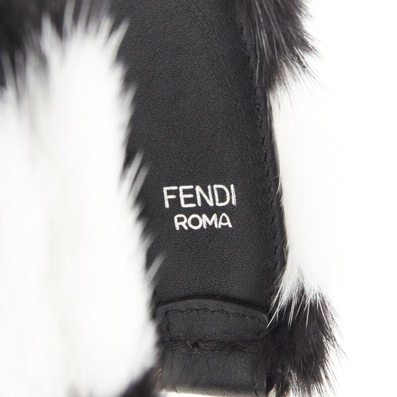 Women's FENDI Mini Strap You black white fur short handle bag strap For Sale