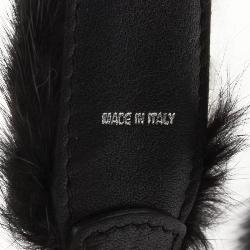 FENDI Mini Strap You black white fur short handle bag strap For Sale 1