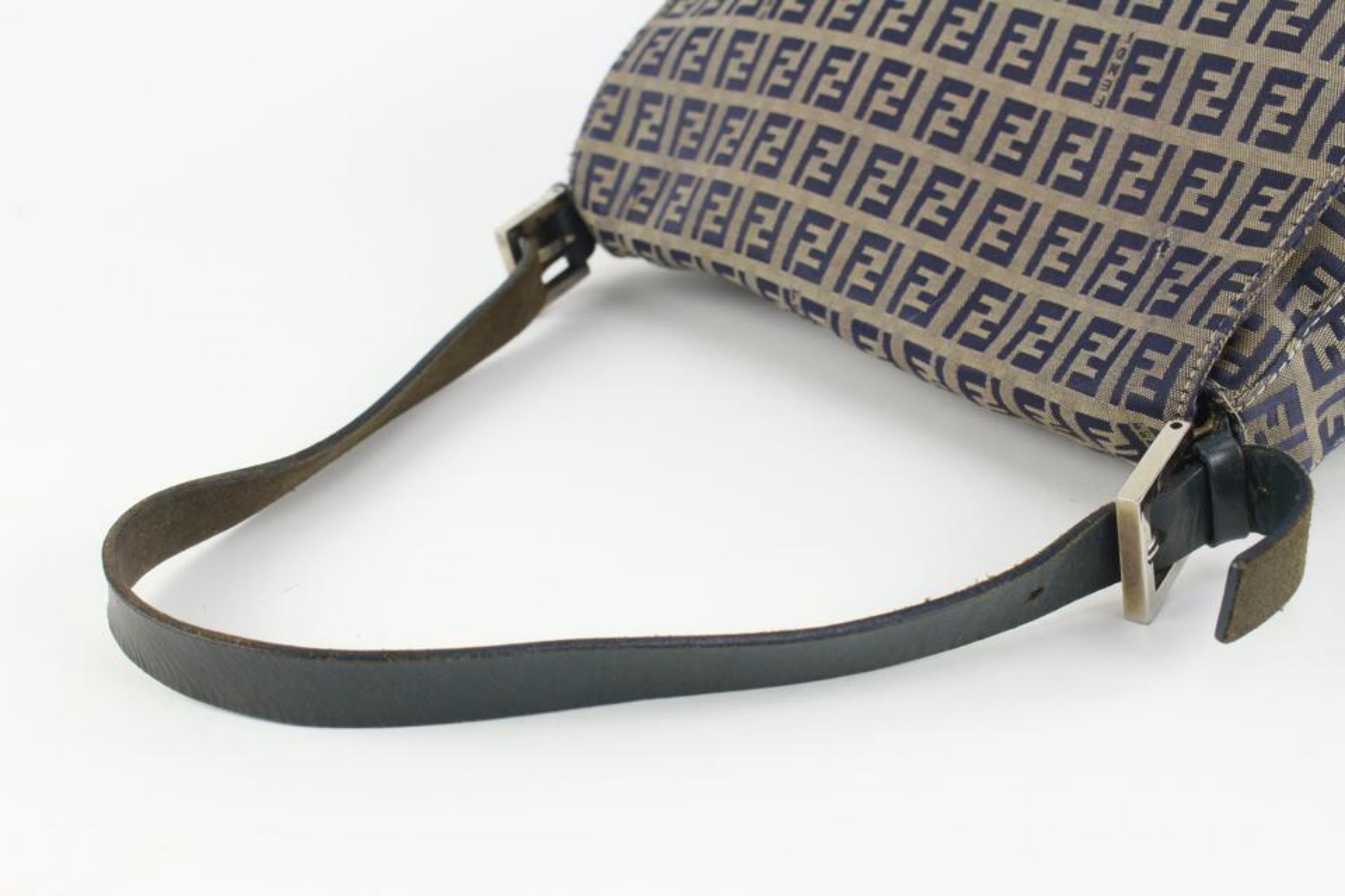 Fendi Mini Zucca Navy Blue Zucchino Canvas Mama Forever Bag 1130f12 In Good Condition For Sale In Dix hills, NY
