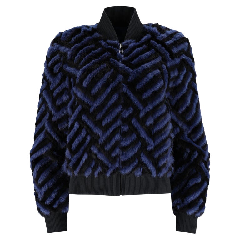 Fendi Raccoon Fur Trim Printed Jacket Fendi Mink Fur Bomber Jacket
