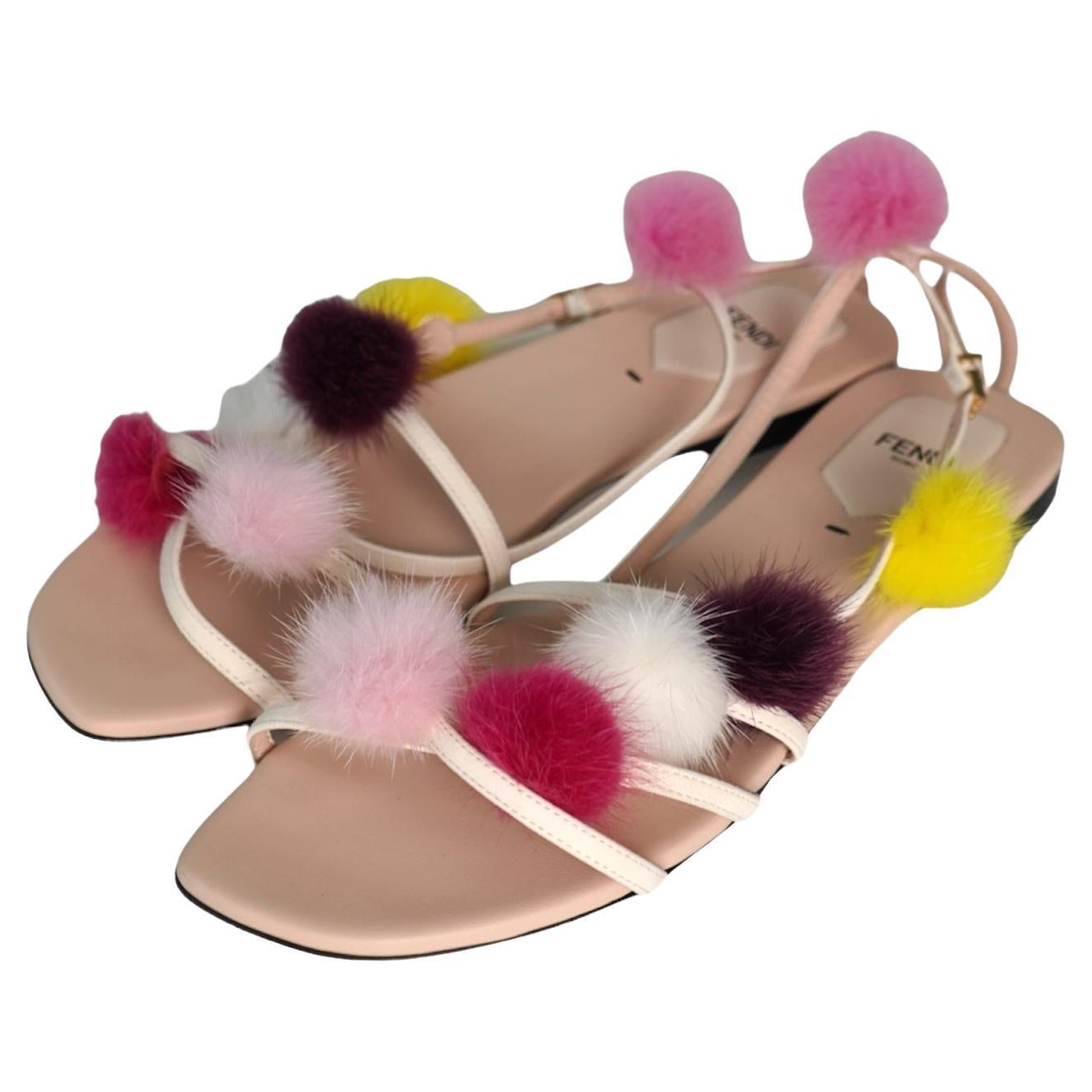 Fendi pom pom sandals shop
