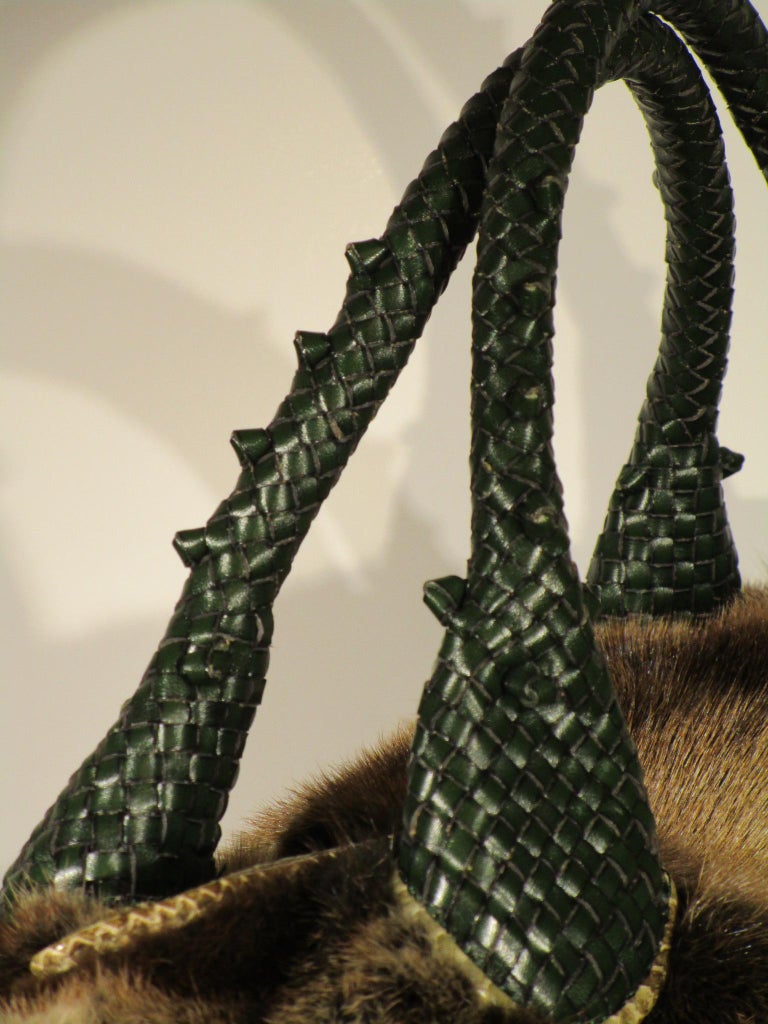 FENDI Mink Spy Bag Fur Snakeskin Leather Handbag Purse  For Sale 8