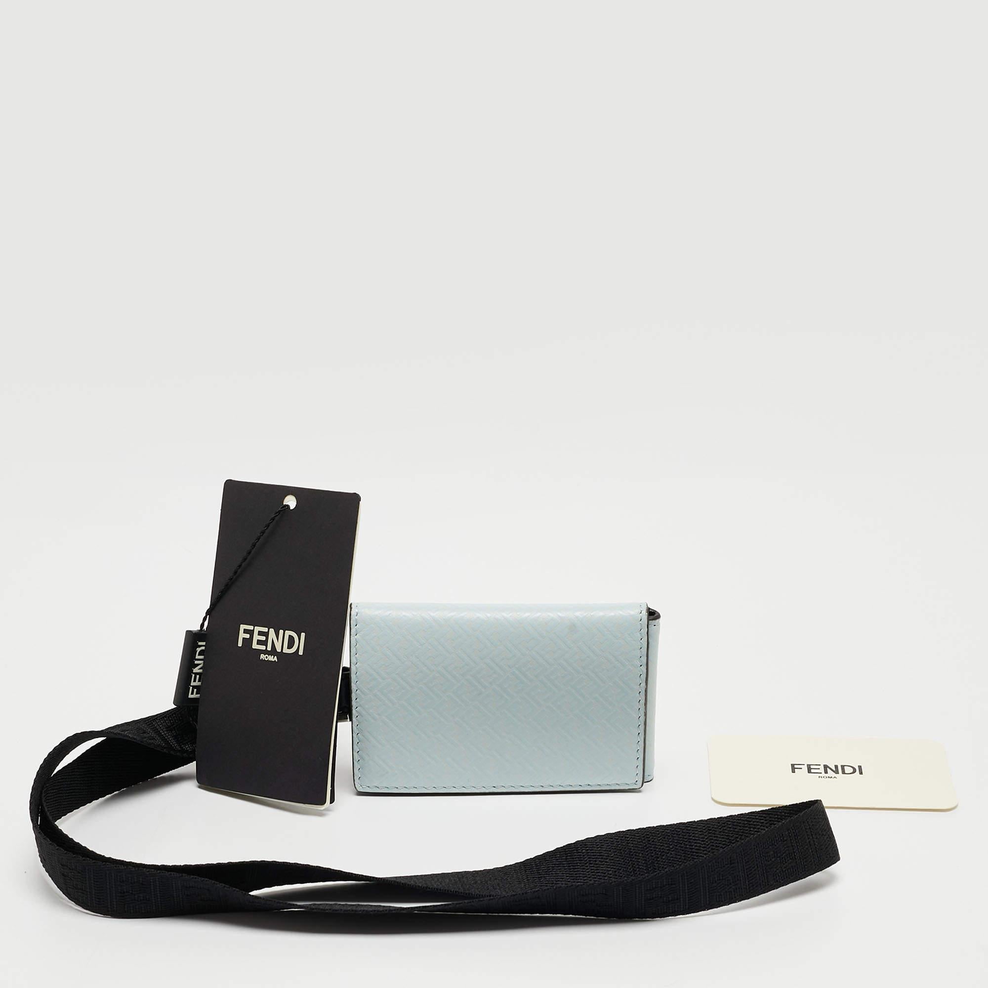 Fendi Mint Blue Zucca Leather Wearable Card Case 7
