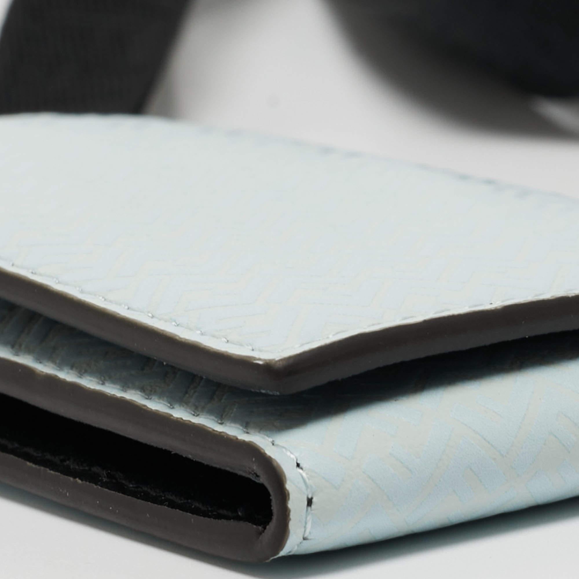 Fendi Mint Blue Zucca Leather Wearable Card Case 1