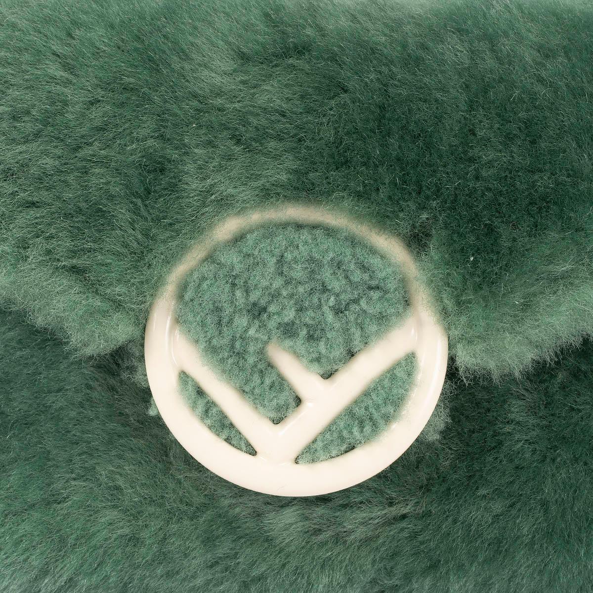 FENDI mint green SHEARLING LOGO Belt Bag / Shoulder Bag For Sale 2