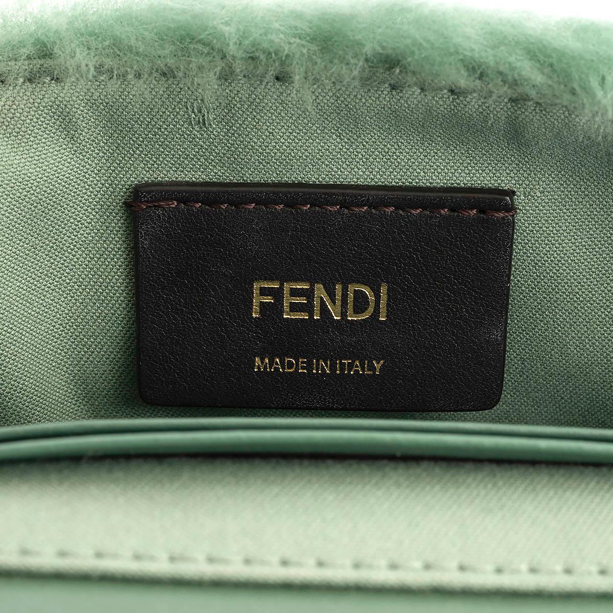 FENDI mint green SHEARLING LOGO Belt Bag / Shoulder Bag For Sale 3