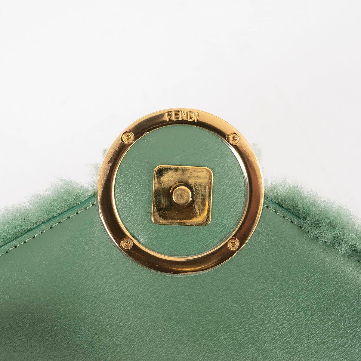 FENDI mint green SHEARLING LOGO Belt Bag / Shoulder Bag For Sale 4