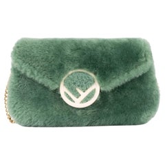 FENDI mint green SHEARLING LOGO Belt Bag / Shoulder Bag