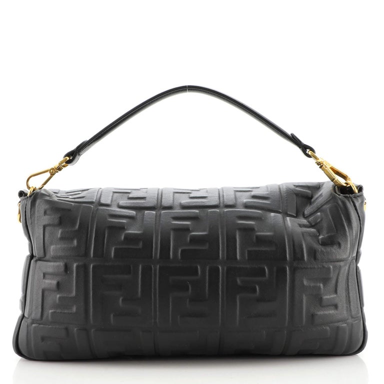 Fendi Model: Baguette NM Bag Zucca Embossed Leather Large In Good Condition For Sale In NY, NY