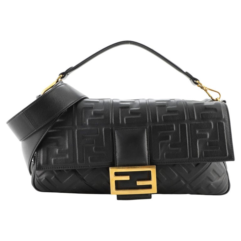 Fendi Model: Baguette NM Bag Zucca Embossed Leather Large For Sale