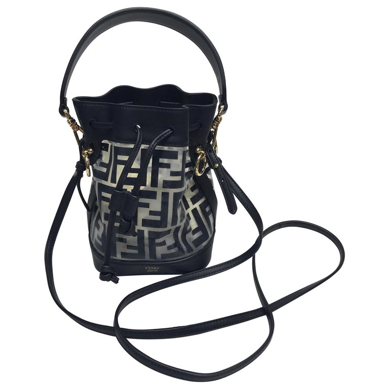 Fendi Mon Tresor Black/Clear Bucket Bag w/ cross body For Sale at 1stDibs