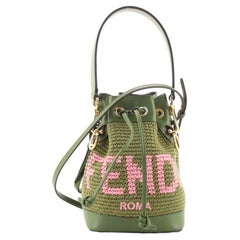 Fendi Mon Tresor Bucket Bag Crochet and Leather Mini