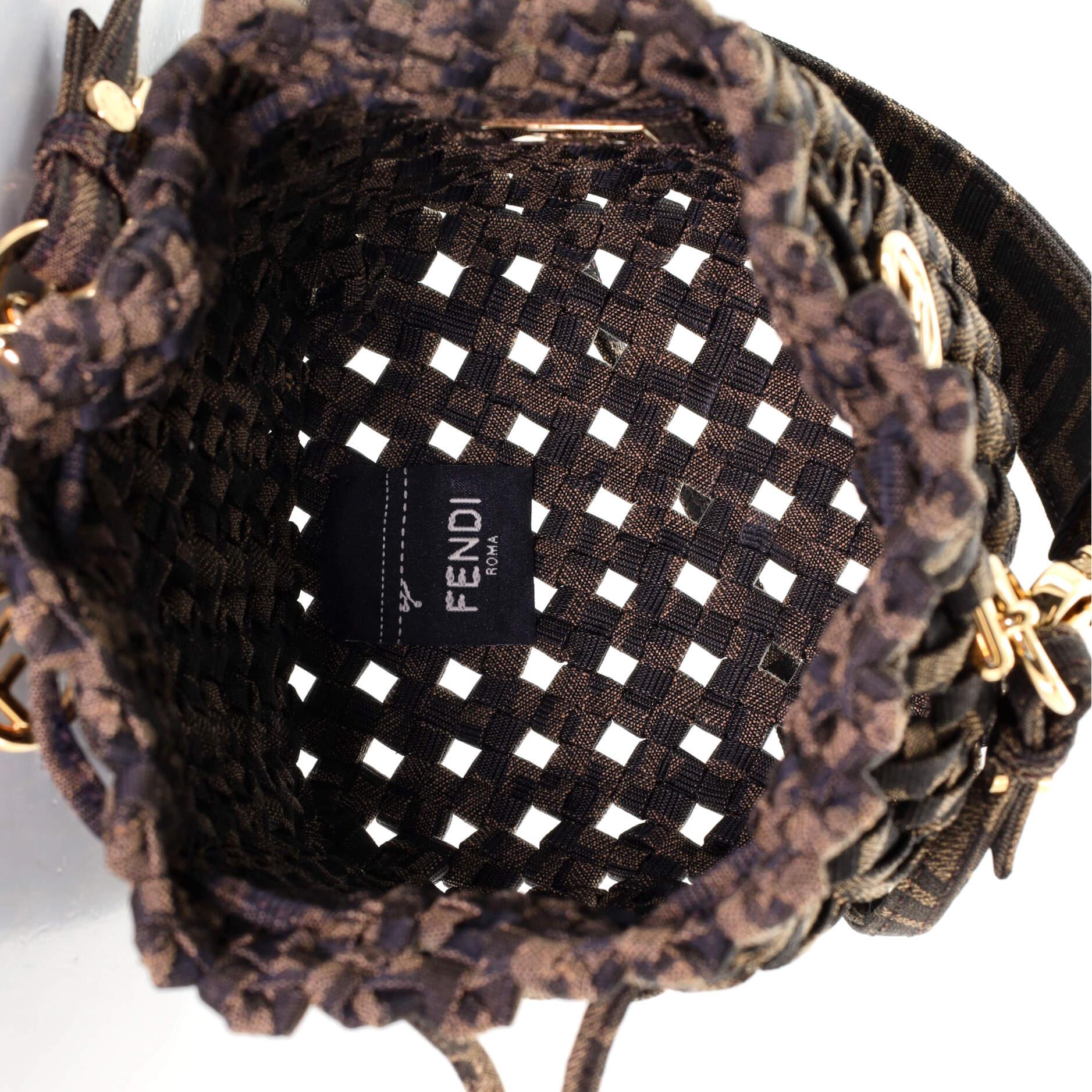 Women's or Men's Fendi Mon Tresor Bucket Bag Jacquard Interlace Fabric Mini