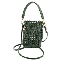 Fendi Khaki Green/White Perforated Leather Mini Mon Tresor Drawstring  Bucket Bag at 1stDibs