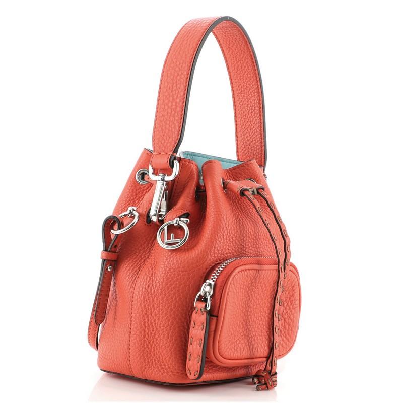 Orange Fendi Mon Tresor Bucket Bag Leather Mini