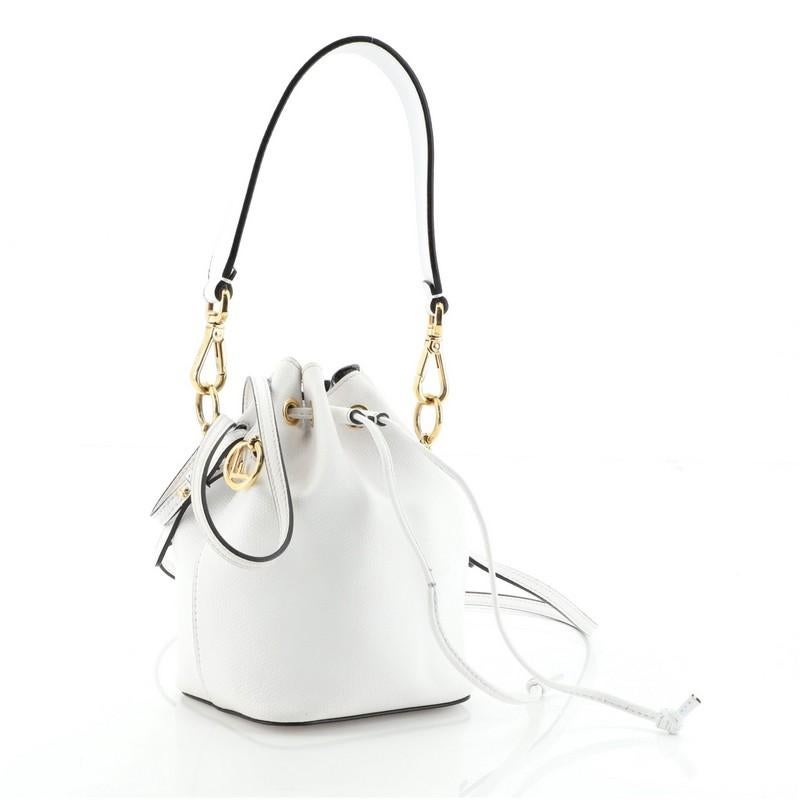 Gray Fendi Mon Tresor Bucket Bag Leather Mini