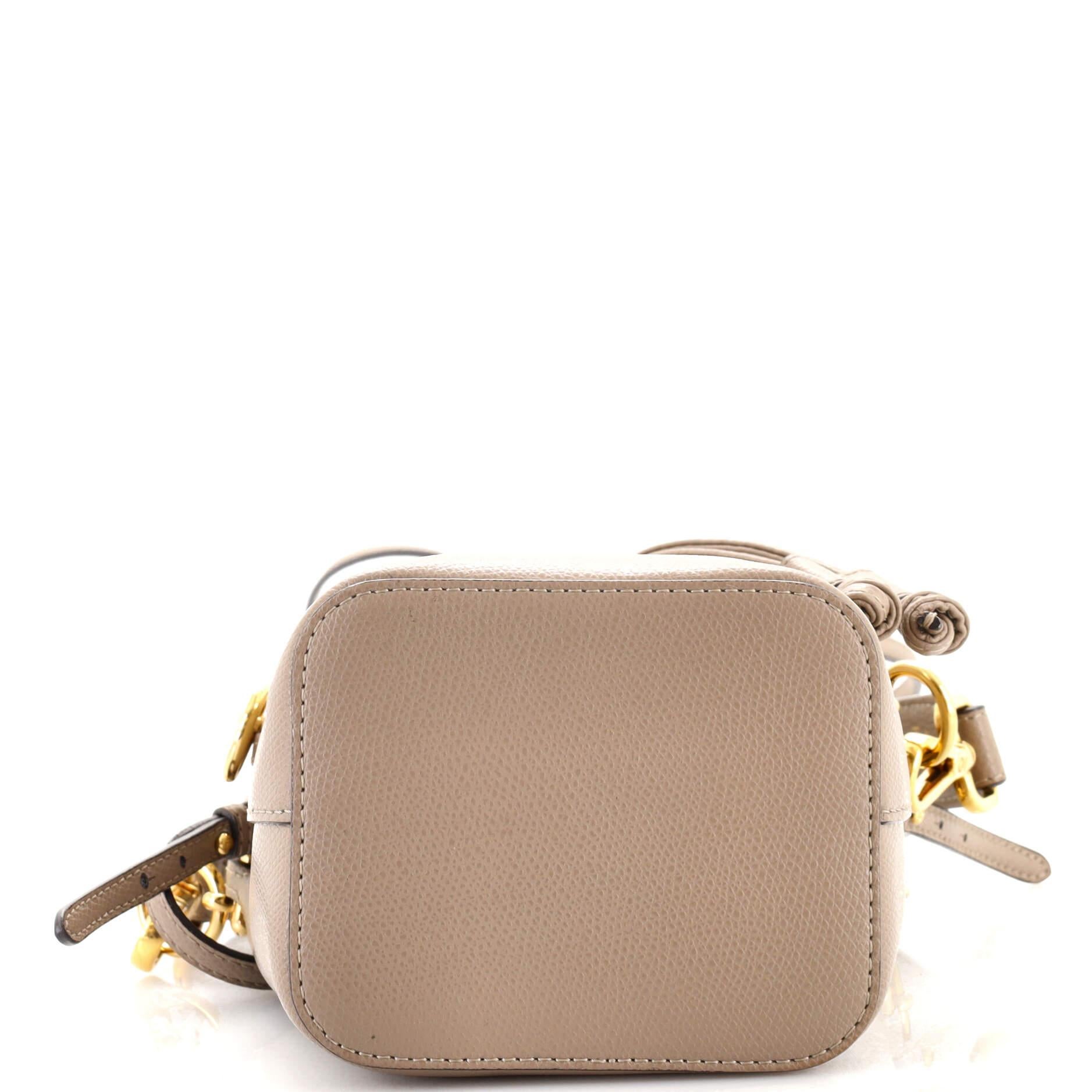 Brown Fendi Mon Tresor Bucket Bag Leather Mini