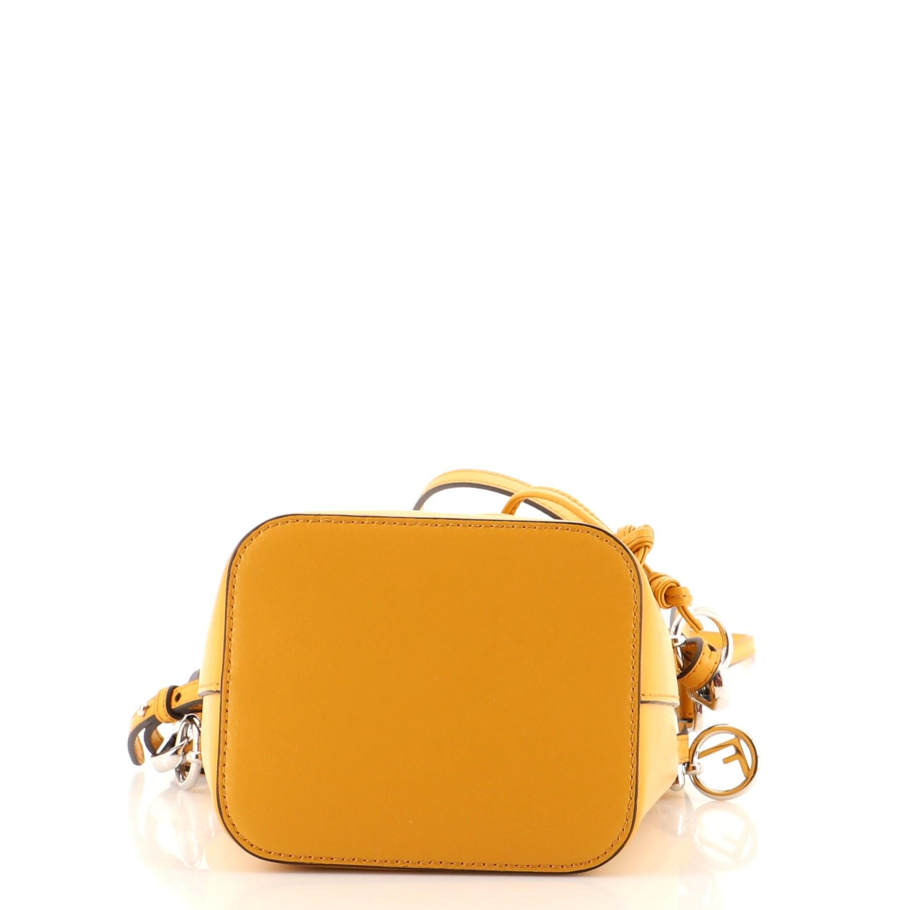 Orange Fendi Mon Tresor Bucket Bag Leather Mini