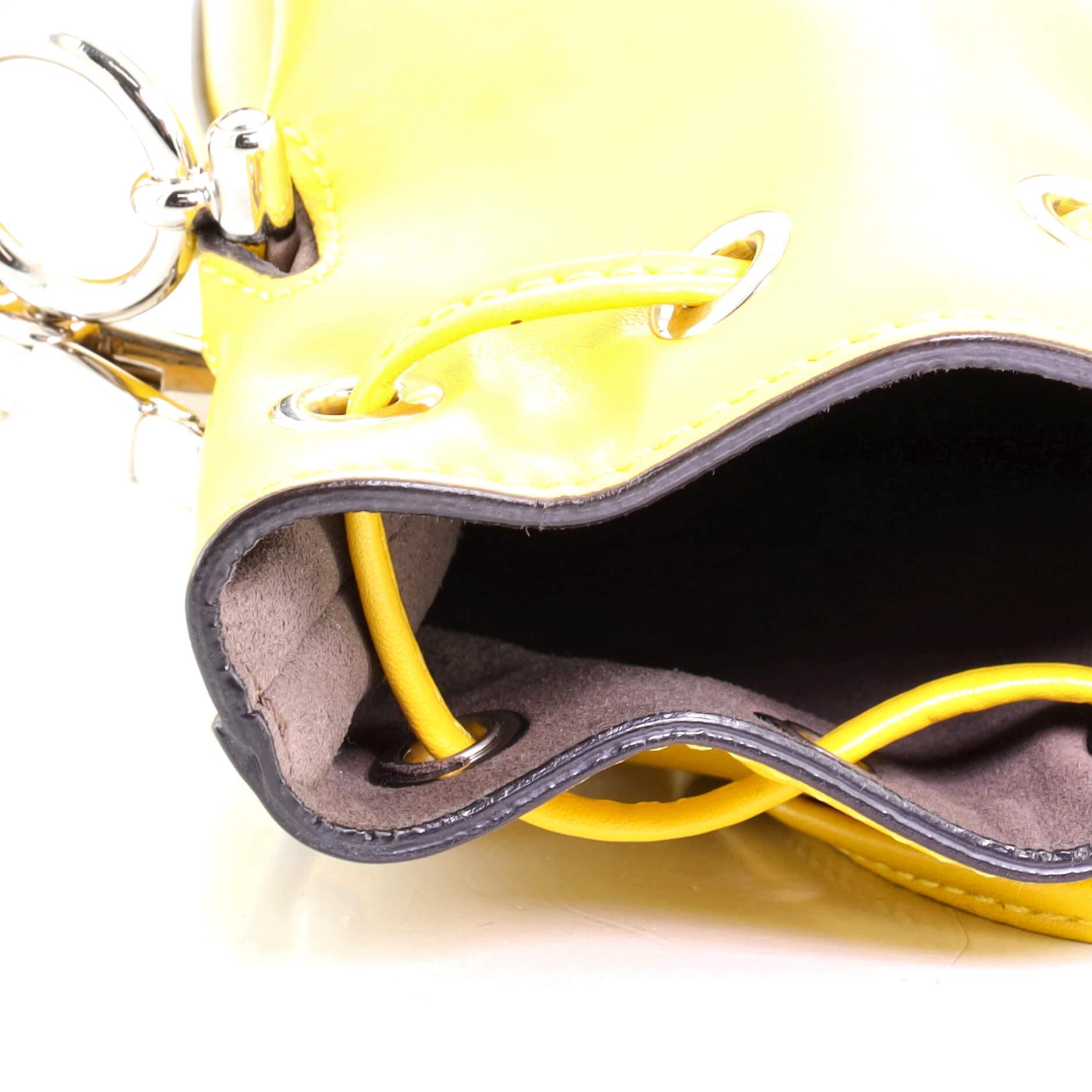 Yellow Fendi Mon Tresor Bucket Bag Leather Mini