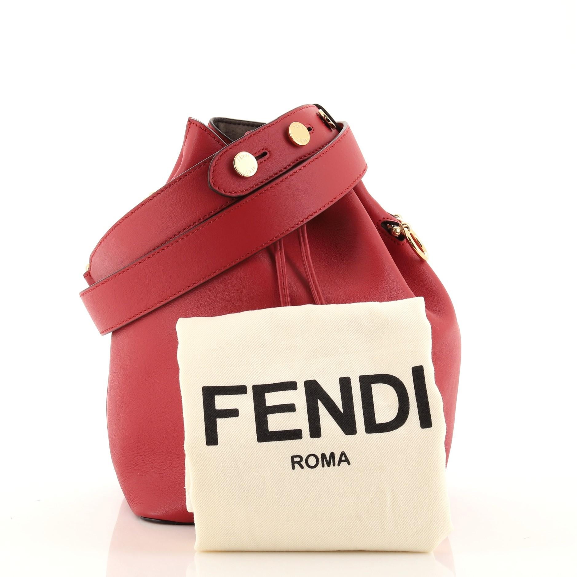 Fendi Mon Tresor Bucket Bag Pequin Raffia Mini at 1stDibs