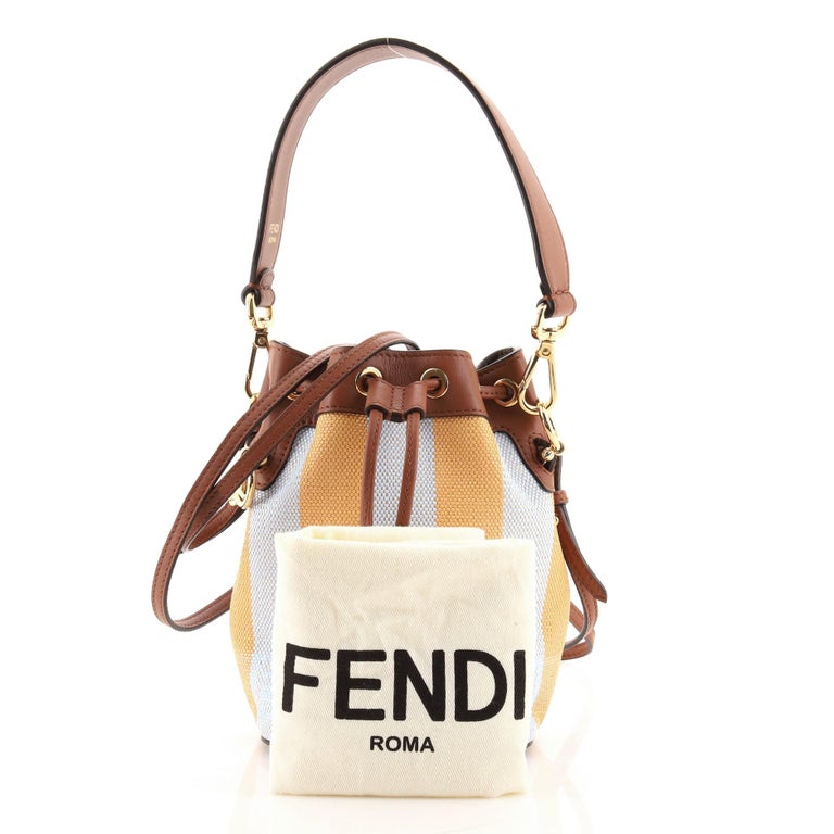 Fendi Mon Tresor Bucket Bag Pequin Raffia Mini at 1stDibs