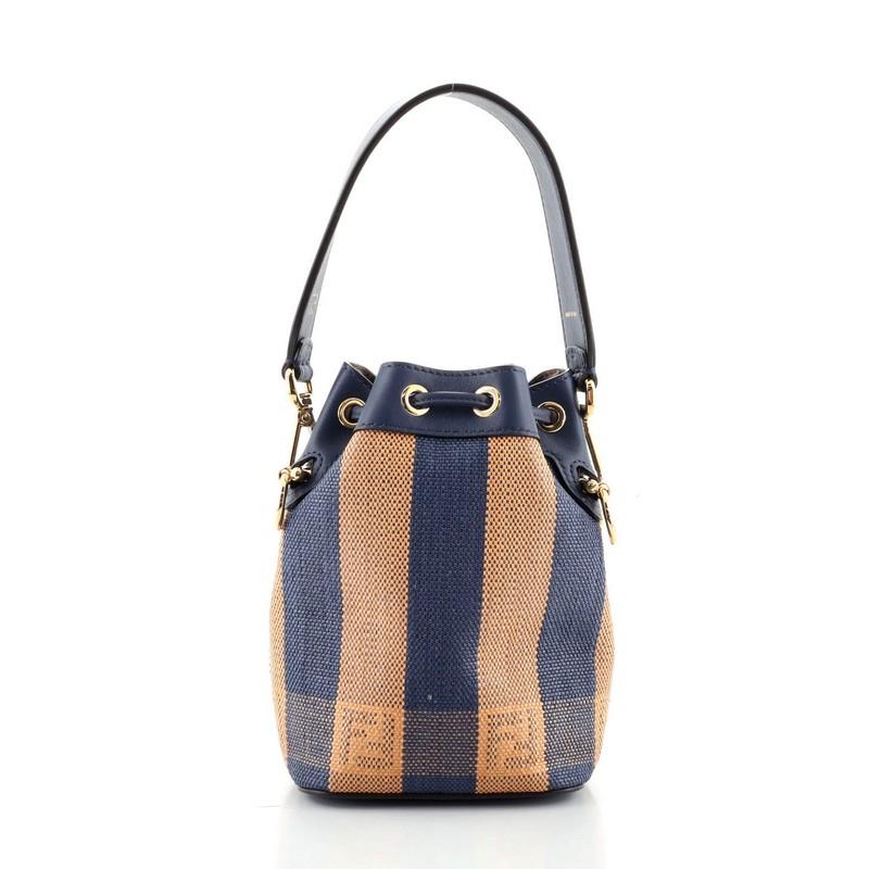 Black Fendi Mon Tresor Bucket Bag Pequin Raffia Mini