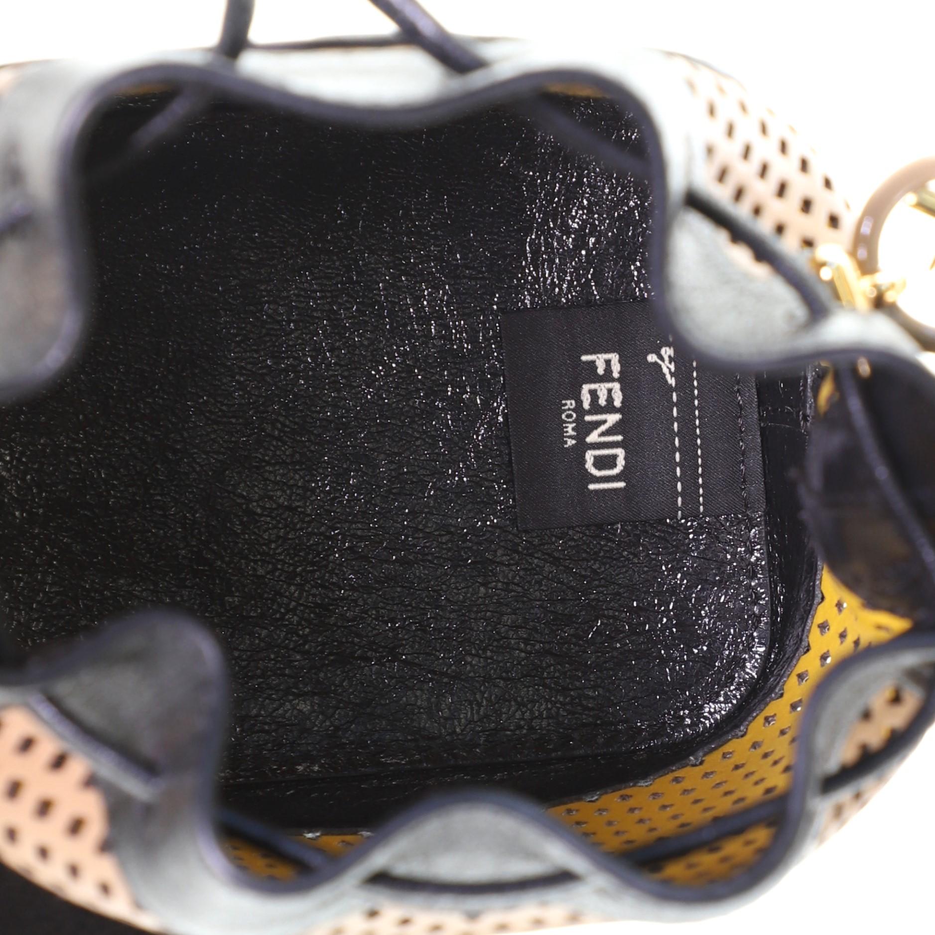 Fendi Mon Tresor Bucket Bag Perforated Leather Mini In Good Condition In NY, NY
