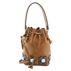 Fendi Mon Tresor Bucket Bag Python Embellished Leather Mini