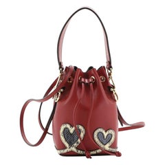 Fendi Mon Tresor Bucket Bag Python Embellished Leather Mini