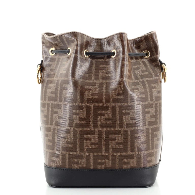 Fendi Brown/Black Zucca Coated Canvas and Leather Mon Tresor Bucket Bag at  1stDibs