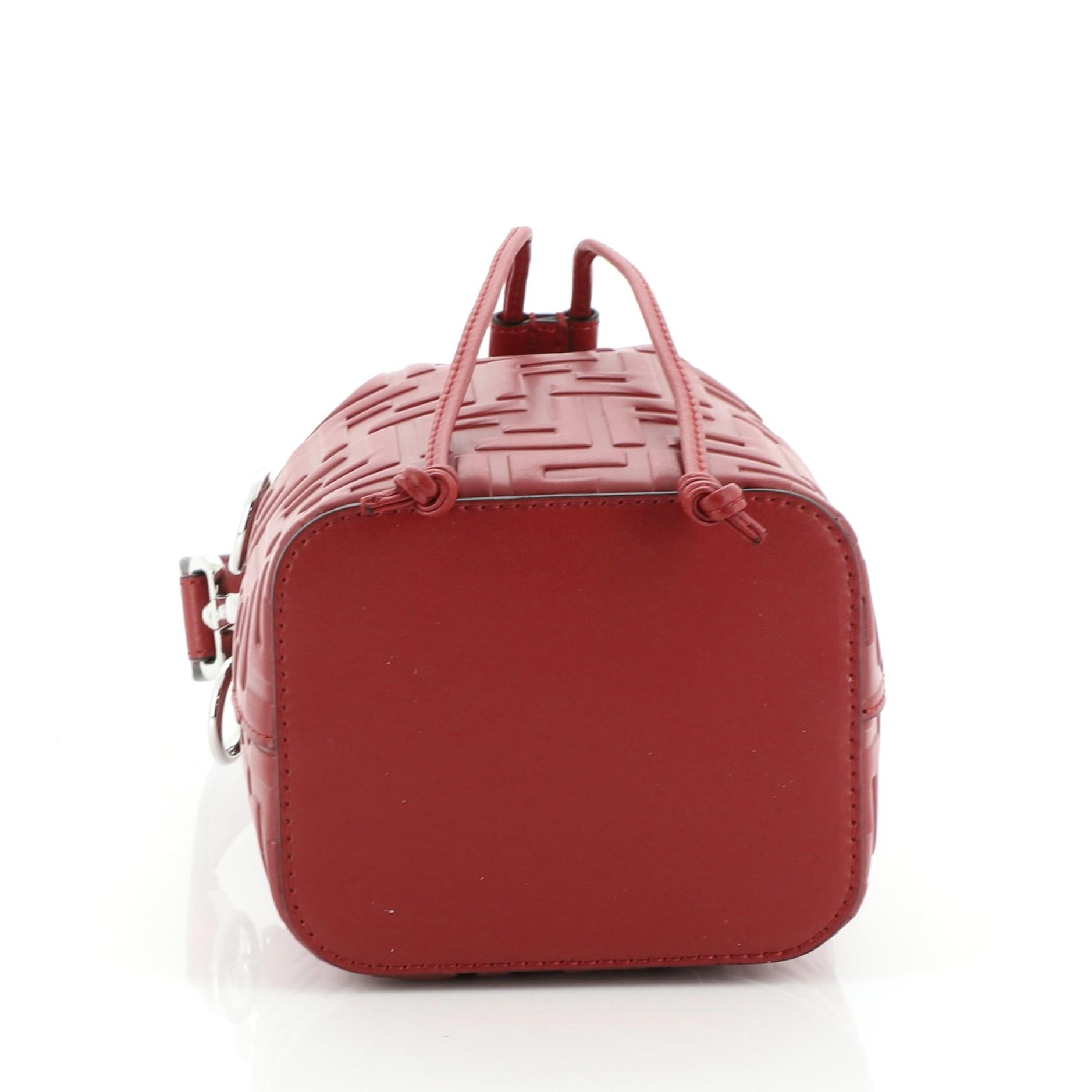 Brown Fendi Mon Tresor Bucket Bag Zucca Embossed Leather Mini