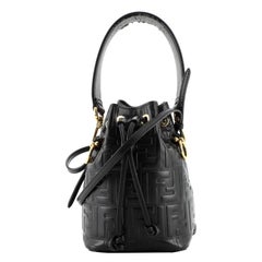 Fendi Mon Tresor Bucket Bag Zucca Embossed Leather Mini