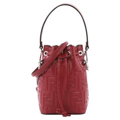 Used Fendi Mon Tresor Bucket Bag Zucca Embossed Leather Mini