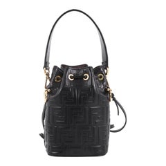 Fendi Mon Tresor Bucket Bag Zucca Embossed Leather Mini
