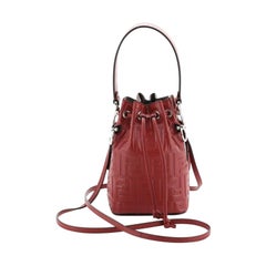 Fendi Mon Tresor Bucket Bag Zucca Embossed Leather Mini