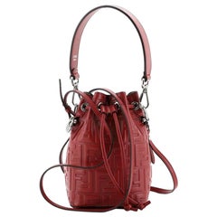 Fendi Mon Tresor Bucket Bag Zucca Embossed Leather Mini