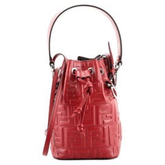 Fendi Mon Tresor Bucket Bag Zucca Embossed Leather Mini