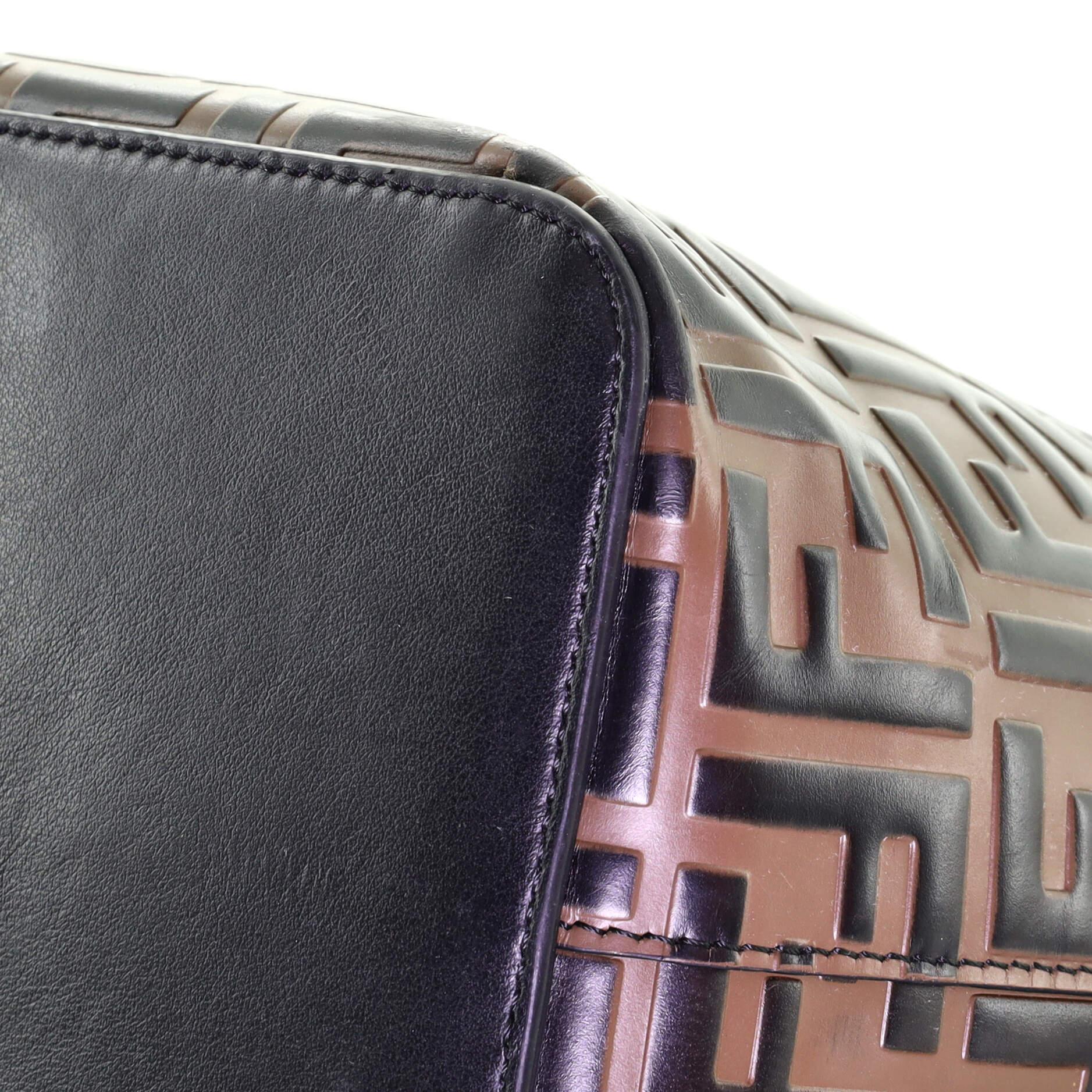 Black Fendi Mon Tresor Bucket Bag Zucca Embossed Leather Small Exterior Materia