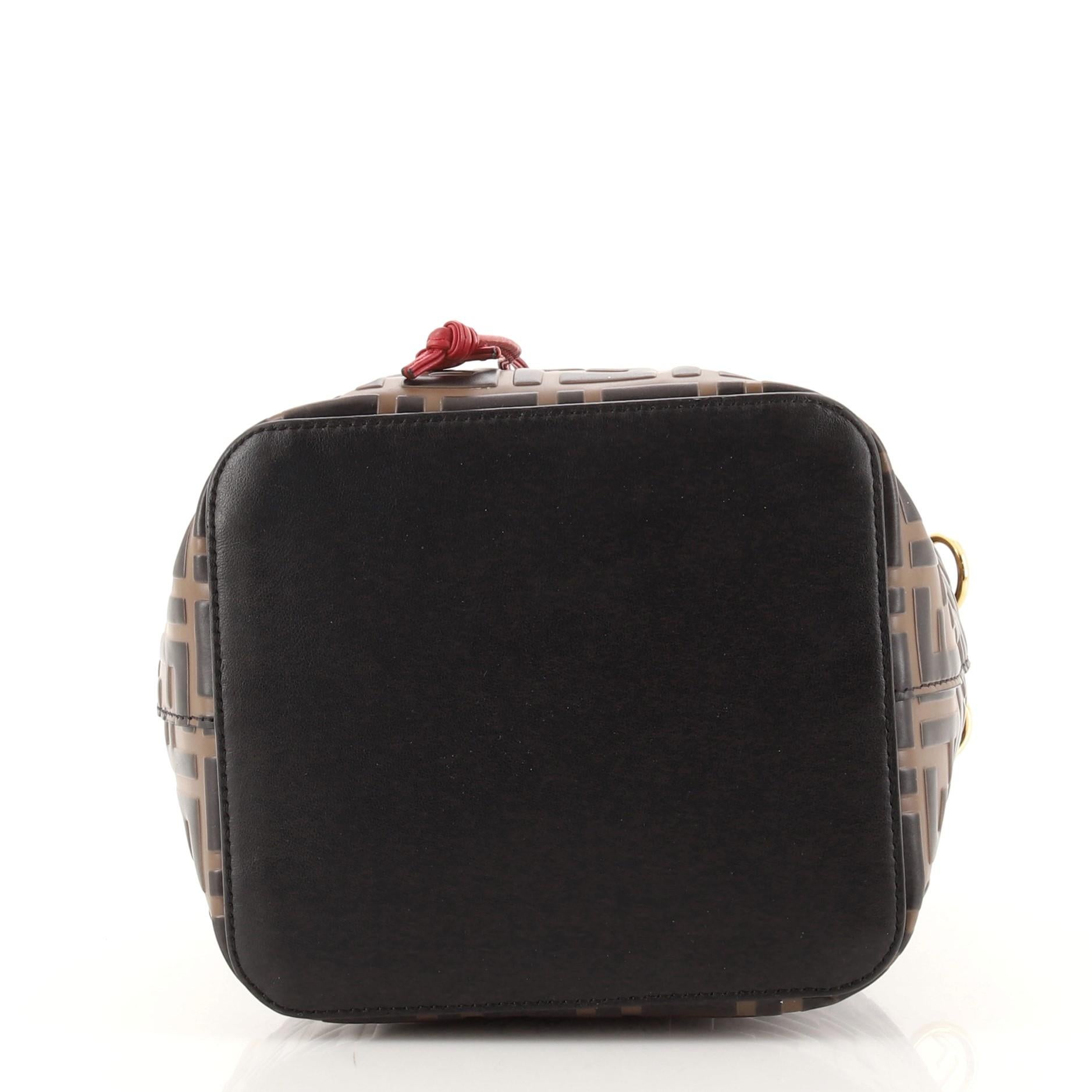 Black Fendi Mon Tresor Bucket Bag Zucca Embossed Leather Small