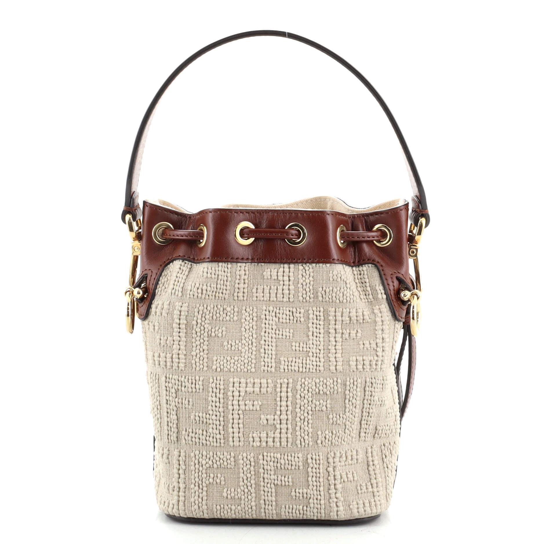 Fendi Mon Tresor Bucket Bag Zucca Jacquard Mini In Good Condition In NY, NY