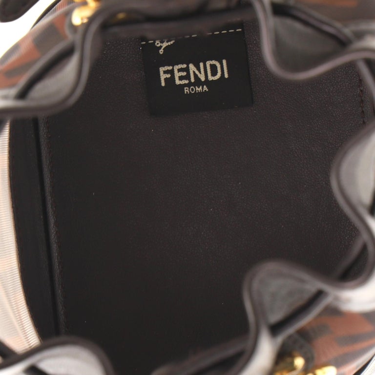 Fendi Brown/Black Zucca Leather Mini Mon Tresor Drawstring Bucket