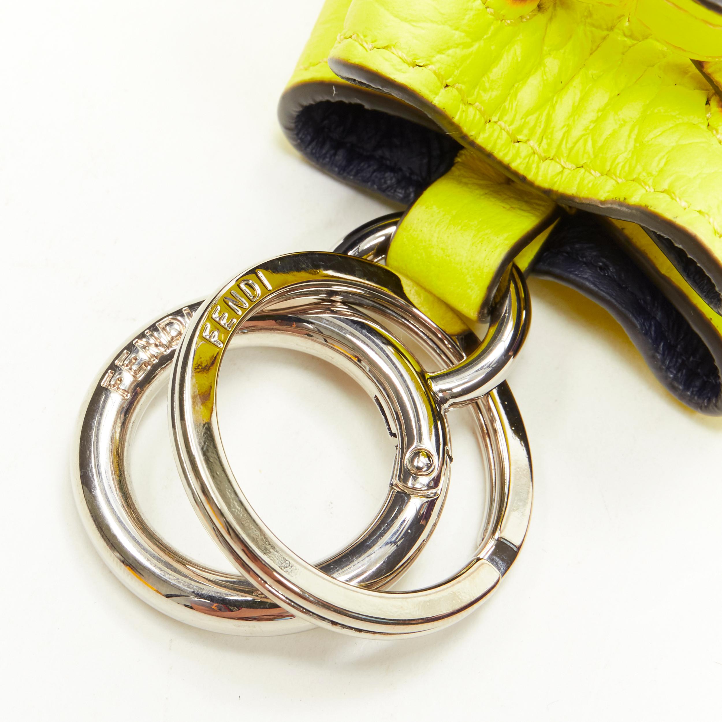 FENDI Mon Tresor Micro Bucket drawstring bright yellow leather bag charm In Good Condition For Sale In Hong Kong, NT